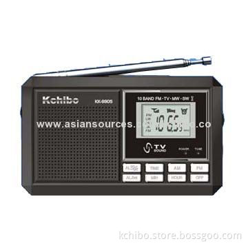 10-band Alarm Clock Radio with DC and Earphone Jacks Available